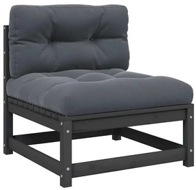 vidaXL tömör akácfa kerti középső kanapé antracitszürke párnákkal
