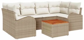 vidaXL Kerti Kanapé Szett tárolóval 7 pcs Beige és krém polirattan