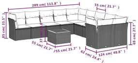 11 részes szürke polyrattan kerti ülőgarnitúra párnákkal