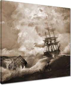 Vászonkép 50x50 Vihar Tenger Hajó Tájkép