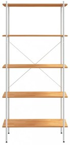 fehér és tölgyfa 5 szintes polcrendszer 80x40x163 cm