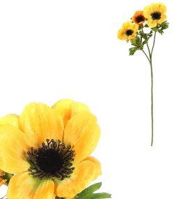 Anemone művirág, 3 virág, sárga , 15 x 15 x 55 cm