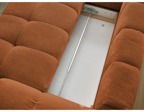 Terrakotta színű zsenília kinyitható-tárolóhelyes sarokkanapé (bal oldali-L alakú) Everest – Bobochic Paris