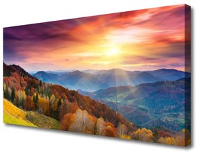 Canvas kép A Sun Mountain Forest Landscape 120x60 cm