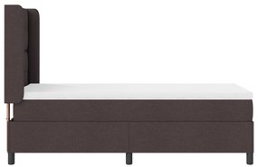 Boxspring Ágy Matrac &amp; LED Sötétbarna 90x200 cm Szövet