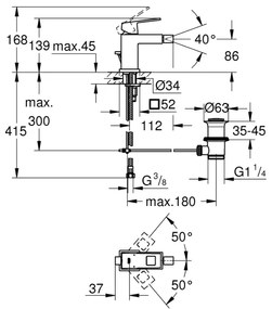GROHE 23138000 - EUROCUBE bidé csaptelep, S méret, fényes króm