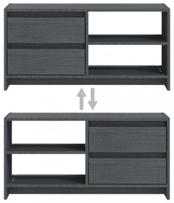 szürke tömör fenyőfa TV szekrény 80 x 31 x 39 cm