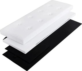 Puff 38 x 110 x 38 cm, műbőr összecsukható tároló ottomán pad, fehér