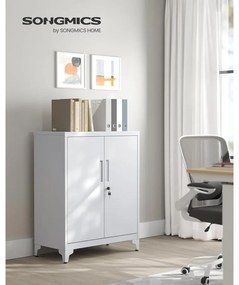 SONGMICS irattartó szekrény, zárható multifunkciós tárolószekrény,matt szürke