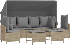 vidaXL 5 részes bézs polyrattan kerti ülőgarnitúra párnákkal
