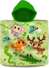 Állatos Into the Forest strand törölköző poncsó 60x120 cm