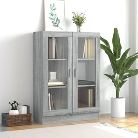szürke sonoma színű szerelt fa vitrinszekrény 82,5x30,5x115 cm