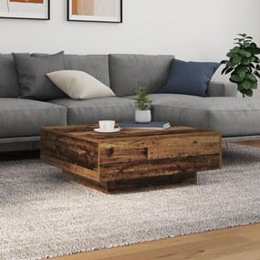 Kávézóasztal LED világítással Régi fa 80x80x31 cm