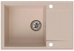 SINK Quality Quality Sink55 gránit mosogató, 680x460x215 mm + króm szifon, bézs, SKQ-SINK.P.1KDO.X