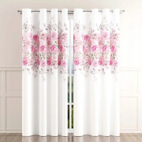 Modern nyomtatott függöny fehér-rózsaszín virágokkal 150x250cm Fantera