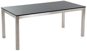Kerti Asztal Fekete Polírozott Kőlappal 180 x 90 cm GROSSETO Beliani