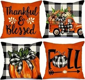 4 Db-os Őszi Párnahuzat Szett 45x45 CM Sütőtök Őszi Levelek