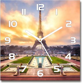 Négyzet alakú üveg falióra Eiffel-torony Párizs 30x30