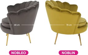 Fotel Art-deco stílusban, mustár színű Velvet anyag/gold chróm-arany, NOBLIN