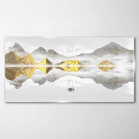 Üvegkép Absztrakciós tó hegyei
