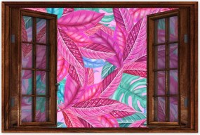 Poszterek 90x60 Rózsaszín fújt levelek