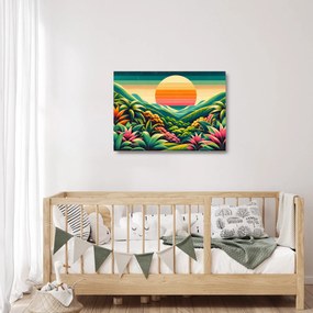 Üveg kép - Színes naplemente (70x50 cm)