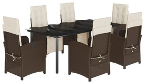 vidaXL 7 részes barna polyrattan kerti étkezőgarnitúra párnával