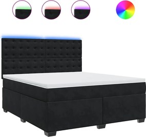 vidaXL fekete bársony rugós ágy matraccal 180x200 cm