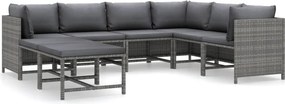 vidaXL 8 részes szürke polyrattan kerti ülőgarnitúra párnákkal