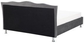 Sötétszürke bársony ágyneműtartós franciaágy 140 x 200 cm METZ Beliani