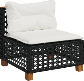 vidaXL fekete polyrattan karfa nélküli kerti kanapé párnával