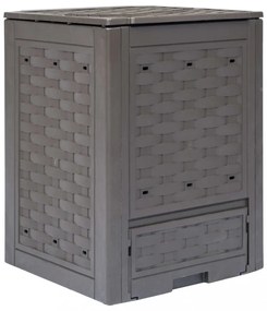 barna műanyag rattan kerti komposztáló 60 x 60 x 83 cm 300 L