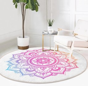 Fehér-rózsaszín mosható-robotporszívóval tisztítható kerek szőnyeg ø 120 cm Comfort – Mila Home