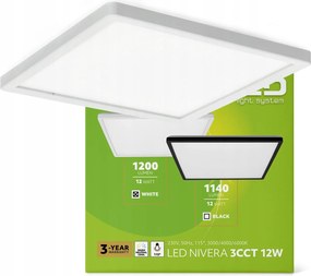 Mennyezeti lámpa Led plafon 12W IP54 3 fényszín Cct 1200lm fekete