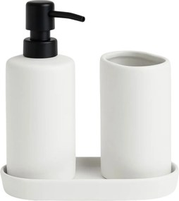 Fürdőszoba Szett Kerámia Adagoló Bögre Tálca 14 X 11 X 17 CM Fehér