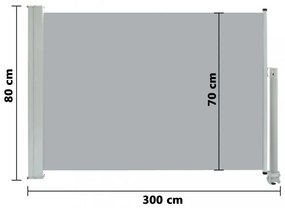 szürke kihúzható oldalsó terasz napellenző 80 x 300 cm