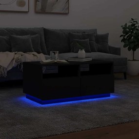 Fekete dohányzóasztal LED-lámpákkal 90x49x40 cm