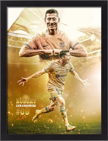 Keretezett kép Robert Lewandowski Fc Barcelona ajándék 40x30 cm