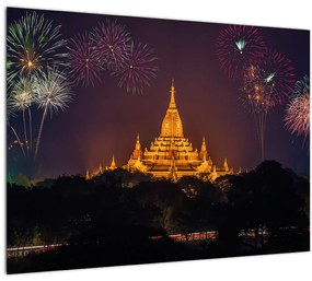 Ázsiai tűzijáték képe (üvegen) (70x50 cm)