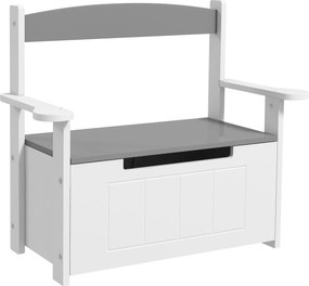 AIYAPLAY Gyermek Játék Tároló - 2 az 1-ben Tároló Pad és Ülőhely Hátfallal és Karfával - Gázrugó 68,5L x 34W x 58H cm Szürke | Aosom