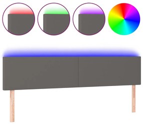 szürke műbőr LED-es fejtámla 200 x 5 x 78/88 cm
