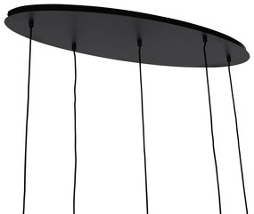 Függőlámpa fekete arannyal és füstüveggel ovális 5-lámpás - Zuzanna