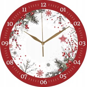 Karácsonyi Dekoratív Falióra Berkenye a karácsonyfa ágain 35 cm