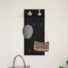 Fali Kabáthorog polcokkal Musta tammi 90 x 40 x 10 cm Faanyag