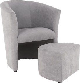 Klub fotel puffal, szürke, ROSE