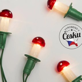 Légyölő galóca fényfüzér piros, 12 izzó