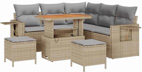 vidaXL Kerti Kanapé Szett párnával 8 pcs Bézs polirattan