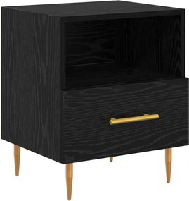 vidaXL Éjjeli asztal fiókkal Fekete 40 x 35 x 47,5 cm Faanyag