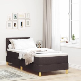 Boxspring ágy matraccal &amp; LED világítással, sötétbarna, 80x200 cm, textil