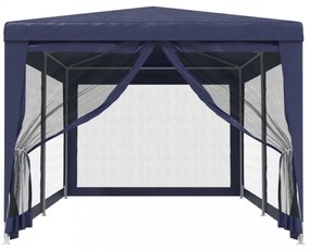 kék HDPE rendezvénysátor 6 hálós oldalfallal 3 x 6 m